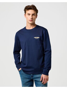 Wrangler Wrangler T-Shirt LS AMERICANA TEE Granatowy Regular Fit