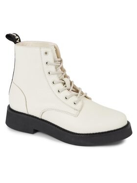 Tommy Jeans Škornji Tjw Lace Up Flat Boot EN0EN02310 Écru