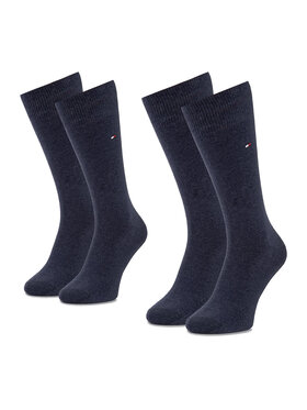 Tommy Hilfiger Tommy Hilfiger Sada 2 párů pánských vysokých ponožek 371111 Tmavomodrá