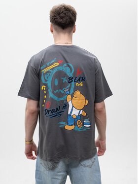 MyStars MyStars T-Shirt Koszulka Z Krótkim Rękawem Męska Ciemna Szara MyStars Bear Drown It L Szary Regular Fit