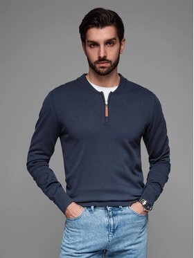 Ombre Ombre Sweter OM-SWZS-0124 Granatowy Regular Fit