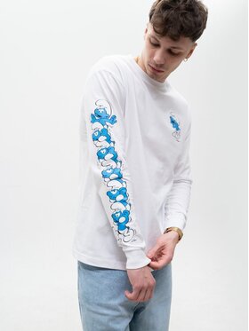 Smerfy Smerfy Longsleeve Z Długim Rękawem 128796 Biały Regular Fit
