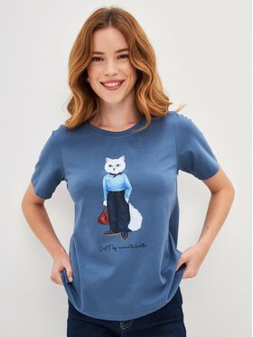 Manii'ta Lacitta Manii'ta Lacitta T-Shirt Printed T-shirt Niebieski Regular Fit