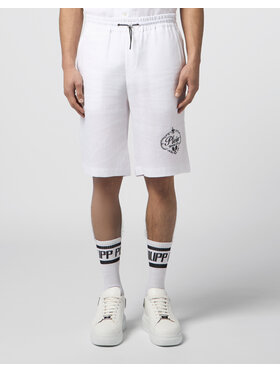 PHILIPP PLEIN PHILIPP PLEIN Šortky z materiálu 30490 Bílá Regular Fit