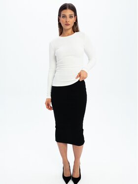 Nudyess Nudyess Spódnica midi Tremity z prążka Czarny Slim Fit