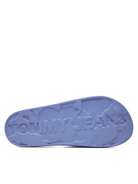 Tommy Jeans Natikači Tjw Printed Pu Pool Slide EN0EN02693 Svetlo Modra