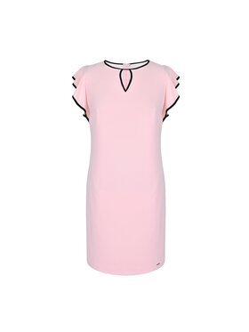EMOI EMOI Sukienka koktajlowa Pudrowo-różowa z lamówką Różowy Feminine Fit