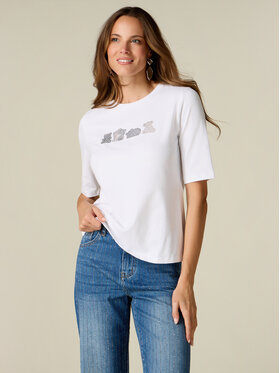 Oltre Oltre T-Shirt G078J004677N021 Biały Regular Fit