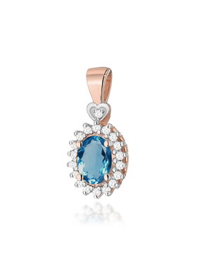 Fugart Fugart Naszyjnik Zawieszka z żółtego złota z topazem London Blue oraz brylantami FZ312-R585-TLB0.50/0.095 Złoty
