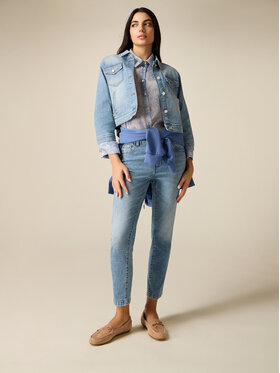 Oltre Oltre Jeansy P447R009007N004 Turkusowy Skin Fit