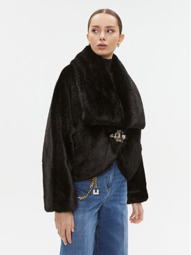 Elisabetta Franchi Elisabetta Franchi Кожено палто CP-51A-37E2-V980 Черен Relaxed Fit