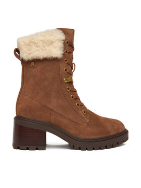 Tommy Hilfiger Tommy Hilfiger Šnurovacia obuv Th Shearling Lace Up Boot FW0FW08999 Hnedá