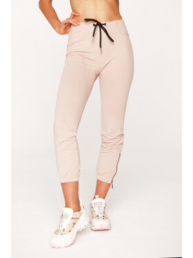 MANDRAGORA MANDRAGORA Legginsy Narcyz Trąbkowy Beżowy Slim Fit