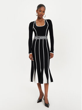 KARL LAGERFELD KARL LAGERFELD Úpletové šaty 245W1330 Černá Slim Fit