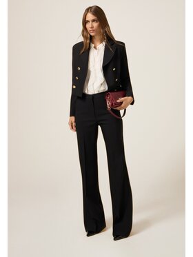Oltre Oltre Pantaloni di tessuto P018R008989N033 Nero Flare Fit