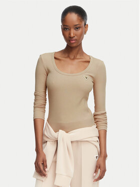 Guess Guess Bluse V4BP07 K8RT2 Beige Slim Fit