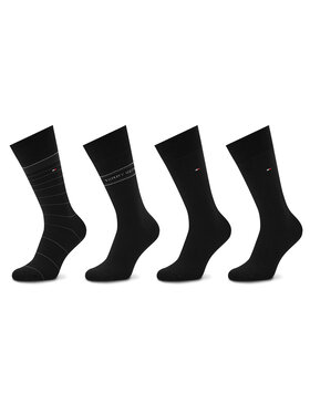 Tommy Hilfiger Tommy Hilfiger Súprava 4 párov vysokých pánskych ponožiek 701220146 Čierna