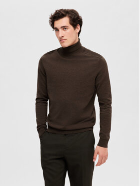 Selected Homme Selected Homme Pull à col roulé 16074684 Marron Regular Fit