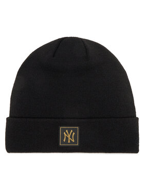 New Era New Era Шапка New York Yankees Metallic Badge Black Cuff Knit Beanie 60424815 Черен