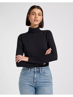 Lee Lee Sweter LS TURTLE NECK Czarny Slim Fit