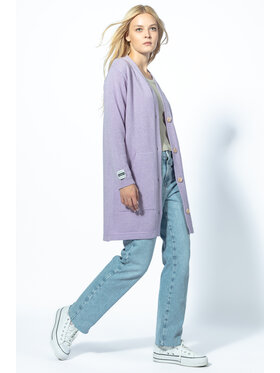 Fobya Fobya Kardigan KASZMIROWY ZAPINANY KARDIGAN F1727 Fioletowy Classic Fit