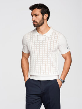 Ombre Ombre Polo OM-POSS-0168 Biały Regular Fit