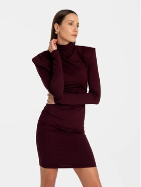 MANDRAGORA MANDRAGORA Úpletové šaty Soreen Bordó Slim Fit
