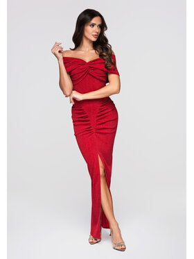 Ombre Ombre Sukienka wieczorowa LA-OM-DLR264 Czerwony Regular Fit