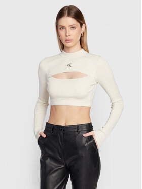Calvin Klein Jeans Calvin Klein Jeans Sveter J20J220446 Écru Slim Fit