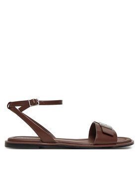 Calvin Klein Calvin Klein Sandály Flat Sandal W/Ck Hw - Lth HW0HW02367 Hnědá