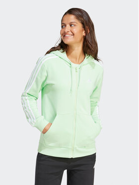 adidas adidas Džemperis ar kapuci Essentials 3-Stripes IR6077 Zaļš Regular Fit