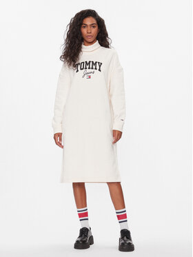 Tommy Jeans Tommy Jeans Úpletové šaty New Varisty DW0DW16462 Bílá Relaxed Fit