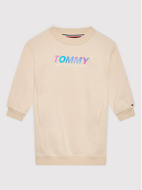 Tommy Hilfiger Tommy Hilfiger Džemper haljina Multi Shine Print KG0KG06124 D Bež Regular Fit