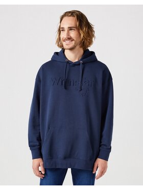 Wrangler Wrangler Bluza Logo Hoodie Navy Granatowy Regular Fit
