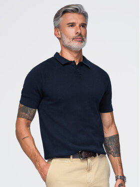 Ombre Ombre Polo OM-POSS-0178 Granatowy Regular Fit