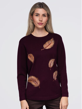 Ombre Ombre Sweter OW-SW-E0027 Bordowy Regular Fit