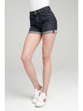 Lee Lee Szorty jeansowe MOM SHORT Czarny Regular Fit