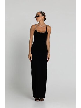 Chiara Wear Chiara Wear Sukienka codzienna Sukienka maxi ramiączka SPAGHETTI Czarny Slim Fit