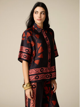 Oltre Oltre Koszula 5006J000824N0Z3 Czarny Boxy Fit