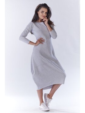 Awama Awama Úpletové šaty A191 Šedá Basic Fit