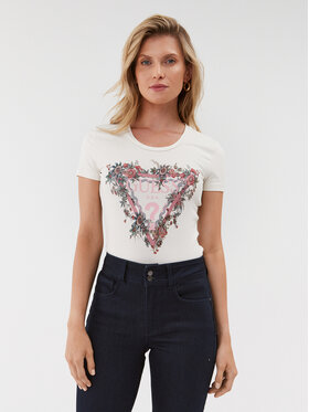 Guess Guess T-Shirt W3BI36 J1314 Écru Slim Fit