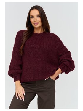 Makadamia Makadamia Sweter C83 Bordowy Loose Fit