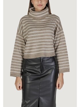 ONLY ONLY Πουλόβερ ONLTALIO LS STRIPE SHORT ROLLNECK BF KNT Μπεζ Short Fit