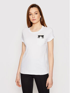 KARL LAGERFELD KARL LAGERFELD T-Shirt Ikonik Karl Pocket 210W1720 Biały Regular Fit