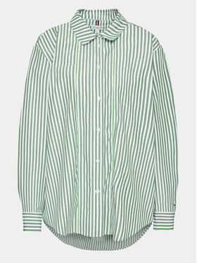 Tommy Hilfiger Curve Tommy Hilfiger Curve Koszula WW0WW39227 Zielony Relaxed Fit
