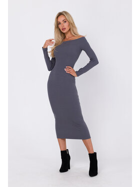Made of Emotion Made of Emotion Úpletové šaty M757 Šedá Modern Fit