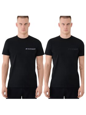 4F 4F T-Shirt 4FWAW24FWAW25TTSHM3457-020S-S_4FWAW25TTSHM3457-20S5TTSHM3458-020S Czarny Regular Fit