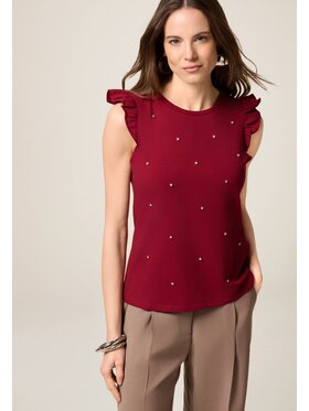Oltre Oltre T-Shirt G075J004297N036 Bordowy Slim Fit