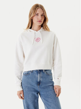 Tommy Jeans Tommy Jeans Sweatshirt Heart DW0DW21408 Weiß Relaxed Fit