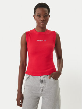 Tommy Jeans Tommy Jeans Top DW0DW22577 Czerwony Slim Fit